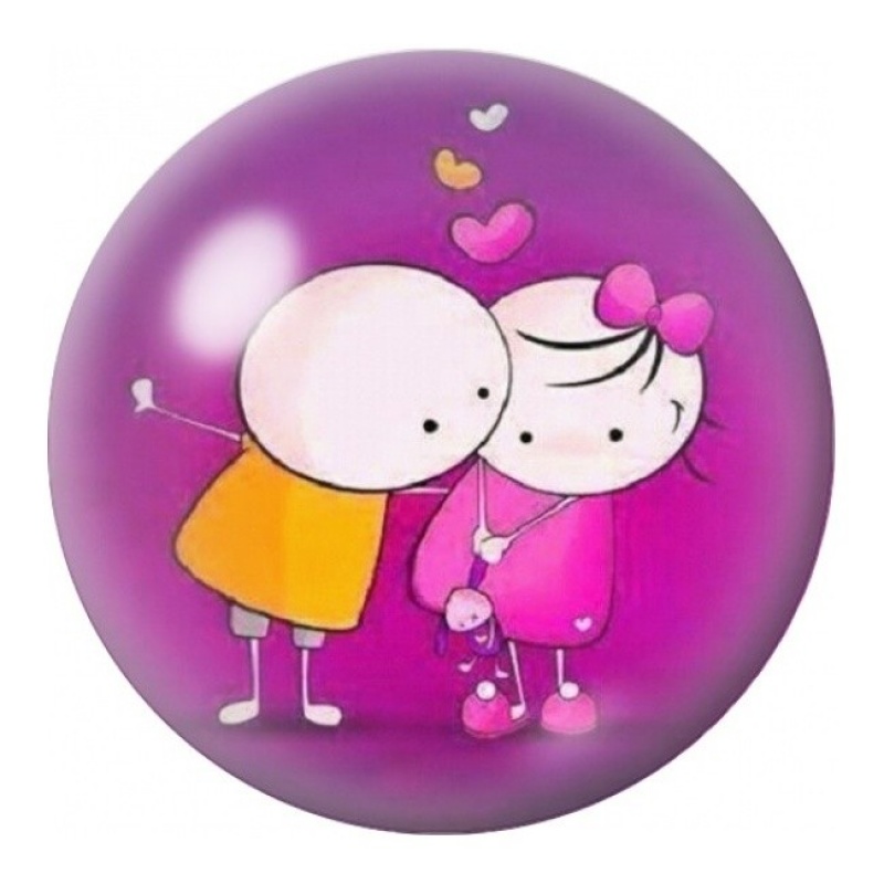 Cabochon en Verre Illustré Petit Couple Amoureux 12 à 25mm