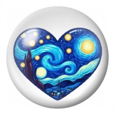 Cabochon en Verre Illustré Cœur Nuit Étoilée 12 à 25mm pour la Création de Bijoux Fantaisie - DIY