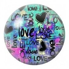 Cabochon en Verre Illustré Love Graffiti Coloré 12 à 25mm pour la Création de Bijoux Fantaisie - DIY