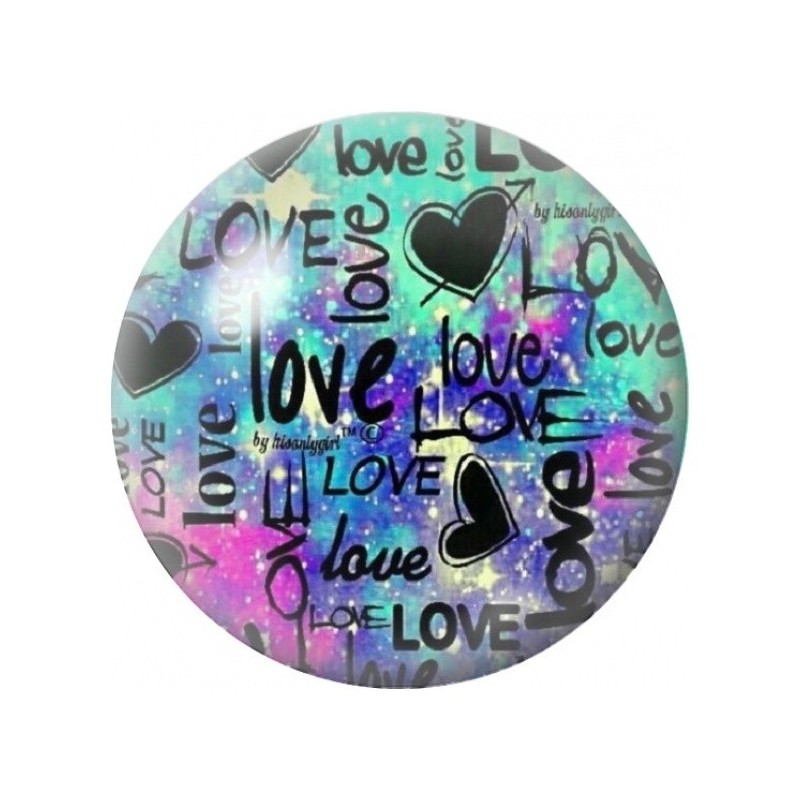 Cabochon en Verre Illustré Love Graffiti Coloré 12 à 25mm