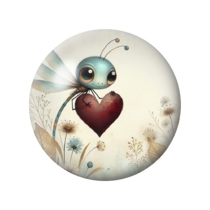 Cabochon en Verre Illustré Petit Robot au Cœur 12 à 25mm