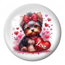 Cabochon en Verre Illustré Yorkshire Love 12 à 25mm pour la Création de Bijoux Fantaisie - DIY