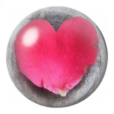 Cabochon en Verre Illustré Pétale Rose en Forme de Cœur 12 à 25mm pour la Création de Bijoux Fantaisie - DIY