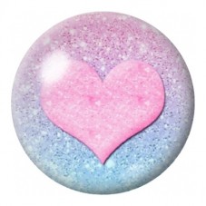Cabochon en Verre Illustré Cœur Rose Pailleté 12 à 25mm pour la Création de Bijoux Fantaisie - DIY