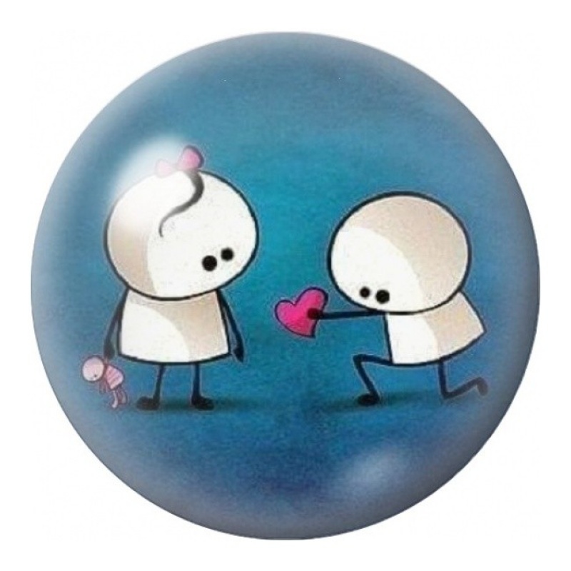 Cabochon en Verre Illustré Petit Garçon Offrant son Cœur 12 à 25mm
