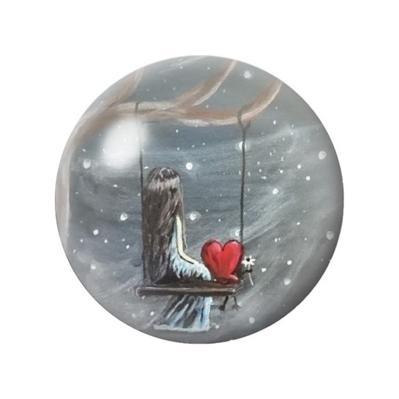 Cabochon en Verre Illustré Petite Fille à la Balançoire 12 à 25mm