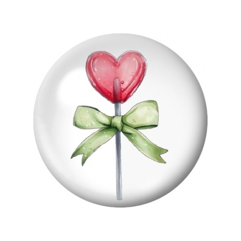 Cabochon en Verre Illustré Sucette Cœur au Nœud Vert 12 à 25mm