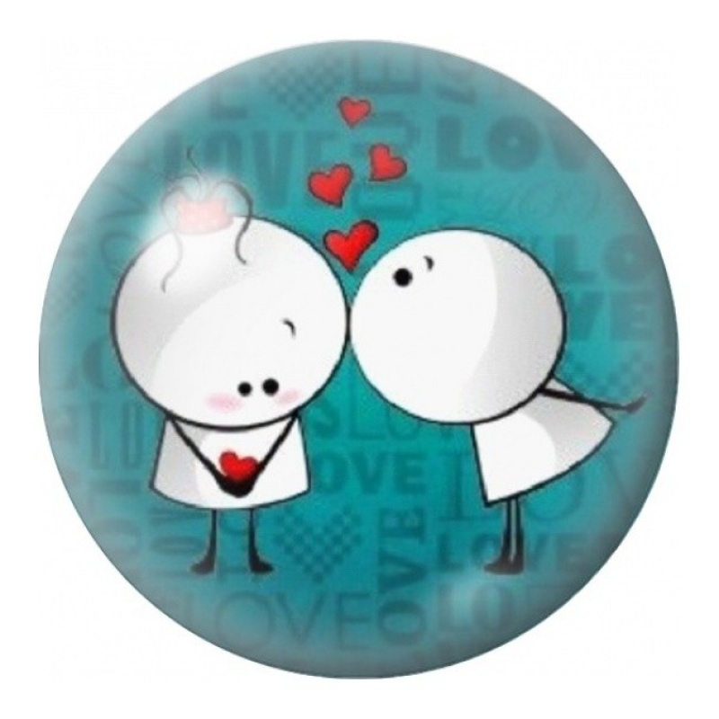 Cabochon en Verre Illustré Petit Couple sous les Cœurs 12 à 25mm