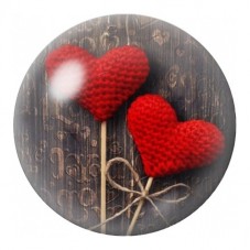 Cabochon en Verre Illustré Cœurs en Laine Rouge 12 à 25mm pour la Création de Bijoux Fantaisie - DIY