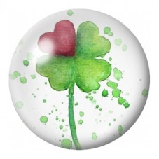 Cabochon en Verre Illustré Trèfle au Cœur Rouge 12 à 25mm pour la Création de Bijoux Fantaisie - DIY
