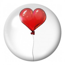 Cabochon en Verre Illustré Ballon Cœur Rouge 12 à 25mm pour la Création de Bijoux Fantaisie - DIY
