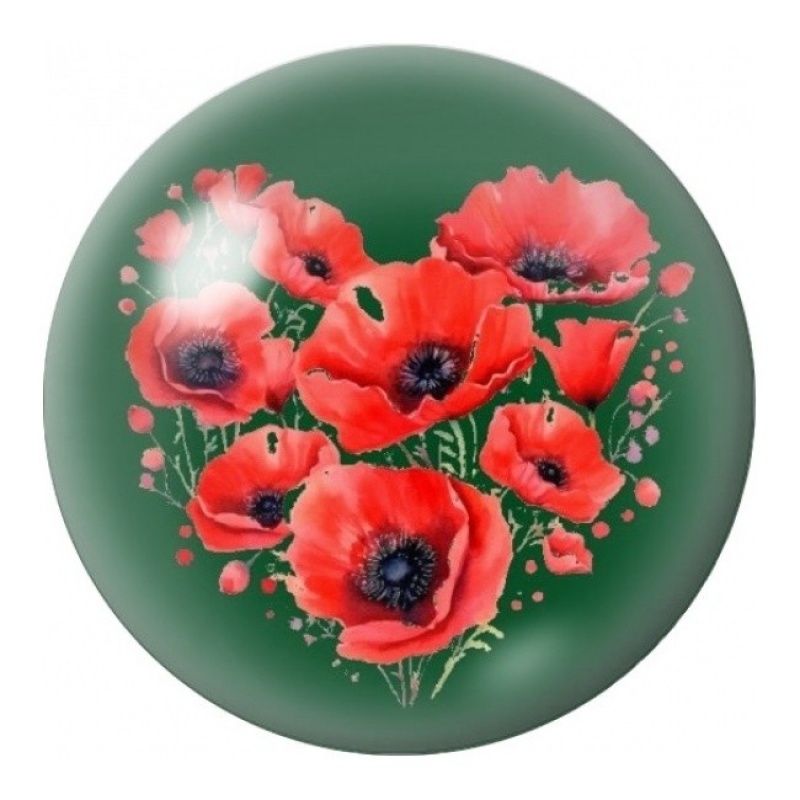 Cabochon en Verre Illustré Coquelicots Rouges 12 à 25mm