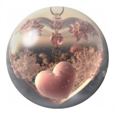 Cabochon en Verre Illustré Cœur Rose sous Cloche 12 à 25mm pour la Création de Bijoux Fantaisie - DIY