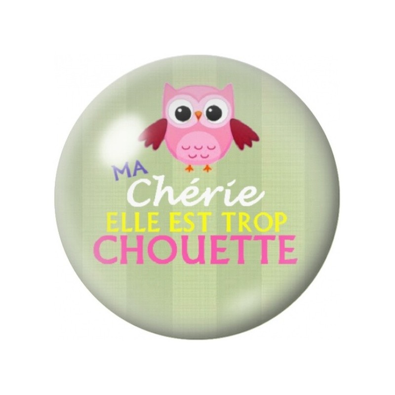 Cabochon en Verre Illustré Ma Chérie est Trop Chouette 12 à 25mm
