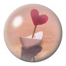 Cabochon en Verre Illustré Bateau de Papier au Cœur 12 à 25mm pour la Création de Bijoux Fantaisie - DIY