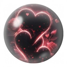 Cabochon en Verre Illustré Cœurs de Néon aux Roses 12 à 25mm pour la Création de Bijoux Fantaisie - DIY