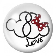 Cabochon en Verre Illustré Mickey et Minnie Love 12 à 25mm pour la Création de Bijoux Fantaisie - DIY