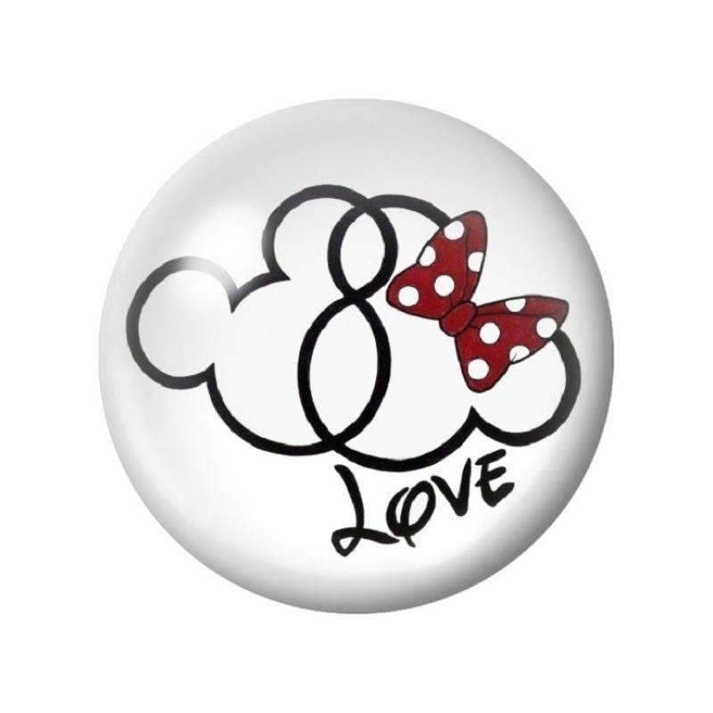 Cabochon en Verre Illustré Mickey et Minnie Love 12 à 25mm