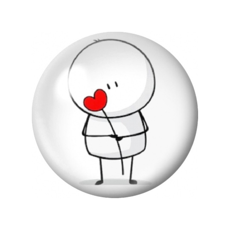 Cabochon en Verre Illustré Personnage au Cœur sur la Main 12 à 25mm
