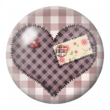 Cabochon en Verre Illustré Cœur Patchwork à Carreaux 12 à 25mm pour la Création de Bijoux Fantaisie - DIY