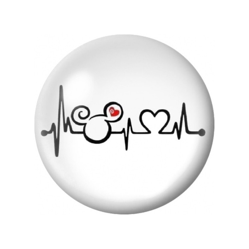 Cabochon en Verre Illustré Mickey au Battement de Cœur 12 à 25mm