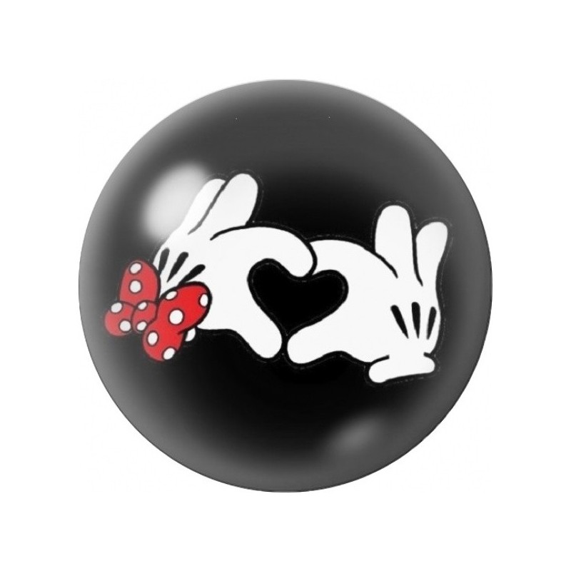 Cabochon en Verre Illustré Mains de Minnie en Cœur 12 à 25mm