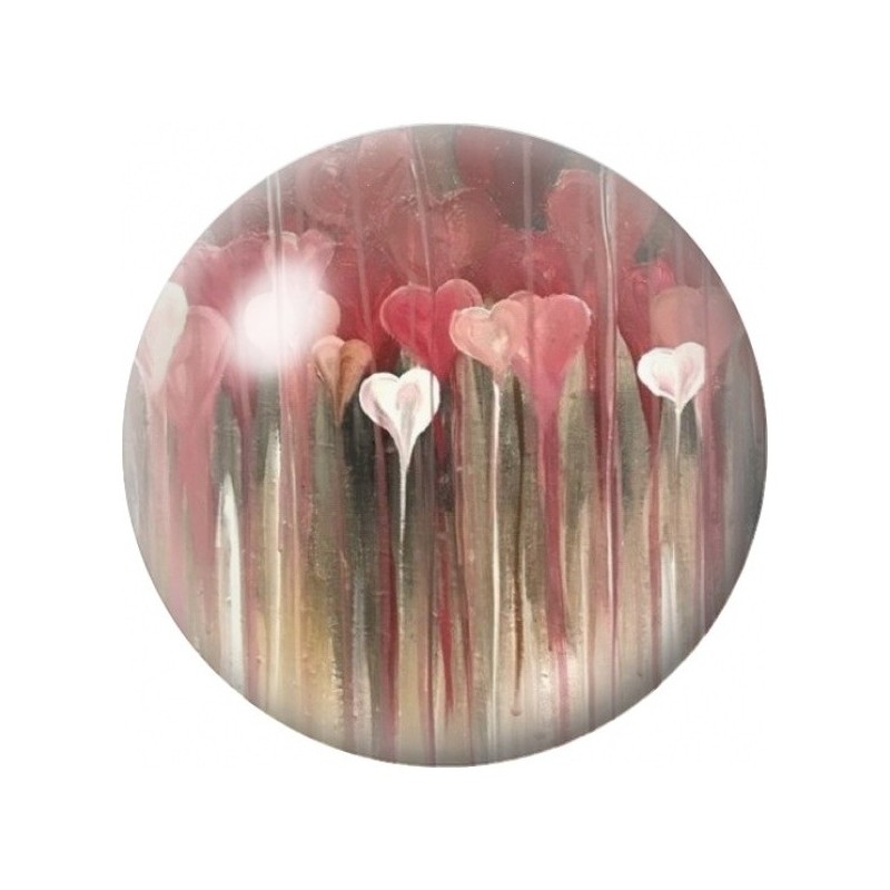 Cabochon en Verre Illustré Fleurs en Forme de Cœur 12 à 25mm