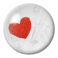 Cabochon en Verre Illustré Cœur Rouge Peint 12 à 25mm pour la Création de Bijoux Fantaisie - DIY