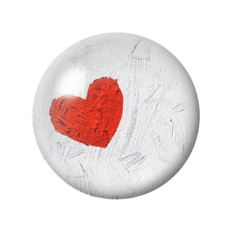 Cabochon en Verre Illustré Cœur Rouge Peint 12 à 25mm