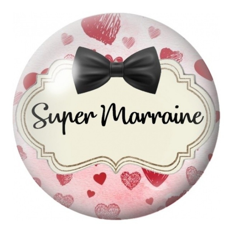 Cabochon en Verre Illustré Super Marraine 18 à 25mm