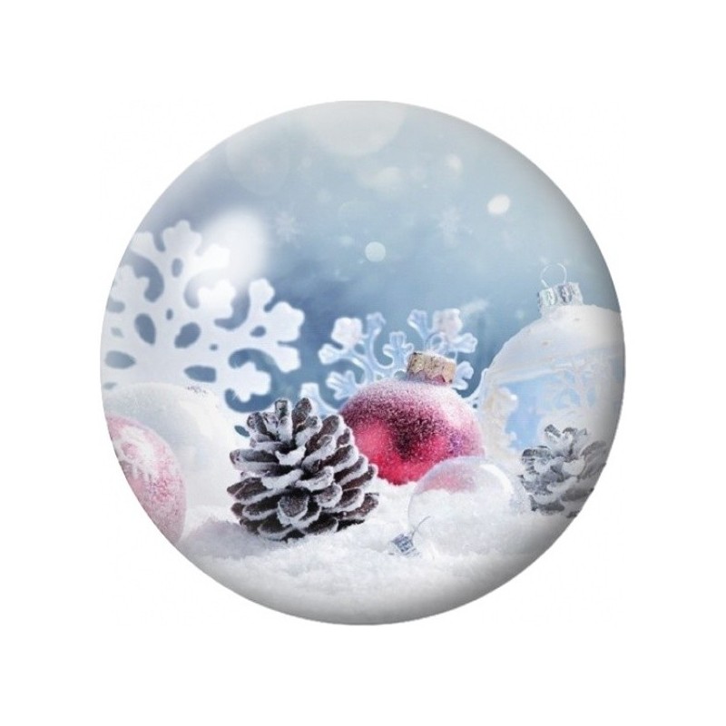 Cabochon en Verre Illustré Bonnet Rouge et Pomme de Pin 12 à 25mm