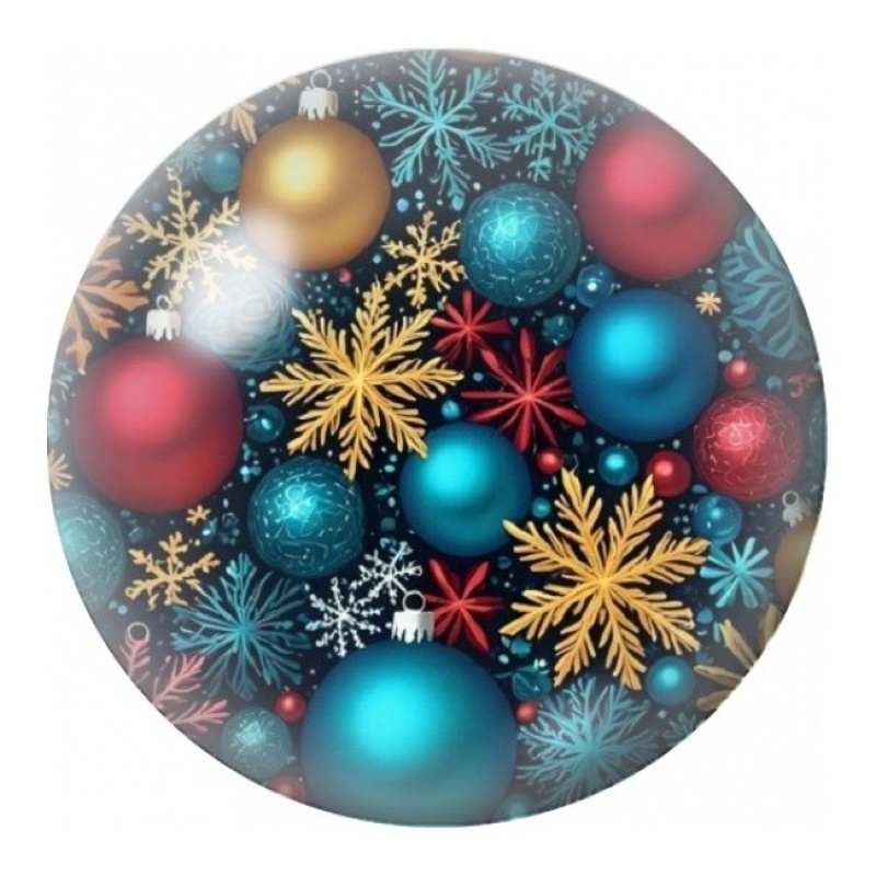 Cabochon en Verre Illustré Boules et Flocons de Noël 12 à 25mm