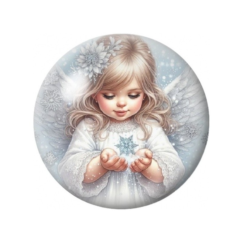 Cabochon en Verre Illustré Fillette au Flocon de Neige 12 à 25mm