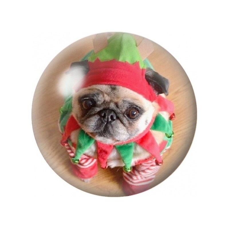 Cabochon en Verre Illustré Carlin en Lutin de Noël 12 à 25mm