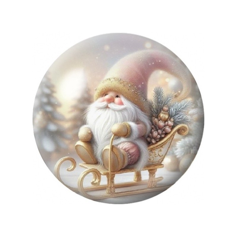 Cabochon en Verre Illustré Père Noël sur son Traîneau 12 à 25mm