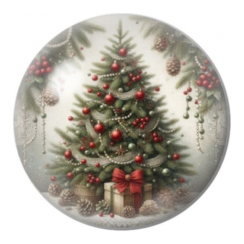Cabochon en Verre Illustré Sapin de Noël Traditionnel 12 à 25mm