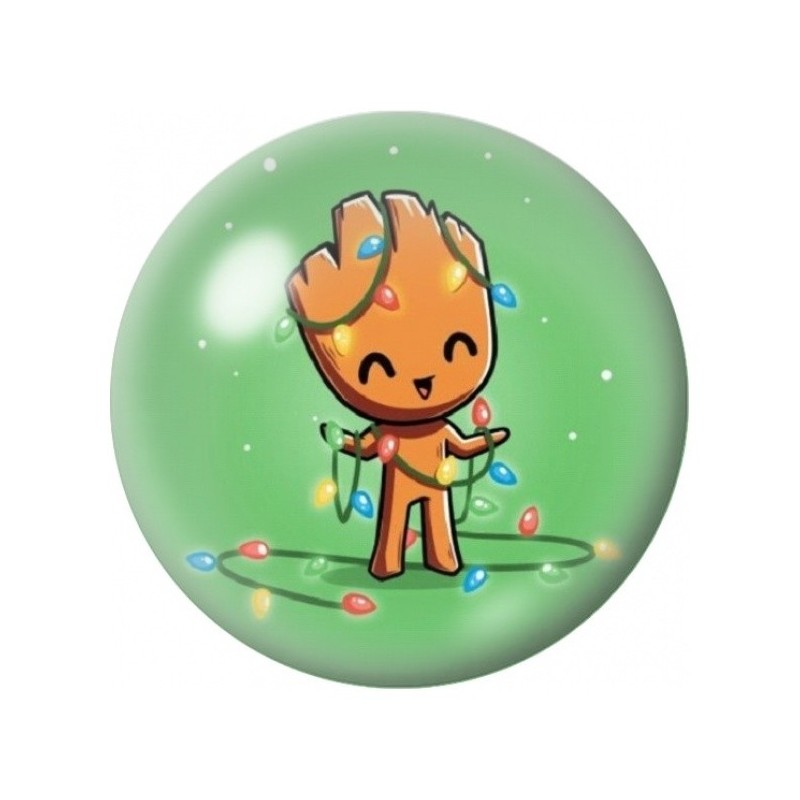 Cabochon en Verre Illustré Bébé Groot aux Lumières de Noël 12 à 25mm