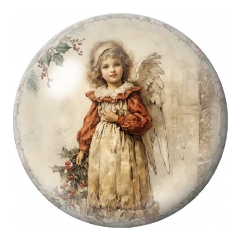 Cabochon en Verre Illustré Ange de Noël Vintage 12 à 25mm