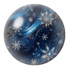 Cabochon en Verre Illustré Flocons dans la Nuit Bleue 12 à 25mm pour la Création de Bijoux Fantaisie - DIY