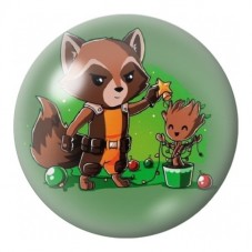 Cabochon en Verre Illustré Rocket et Bébé Groot à Noël 12 à 25mm pour la Création de Bijoux Fantaisie - DIY