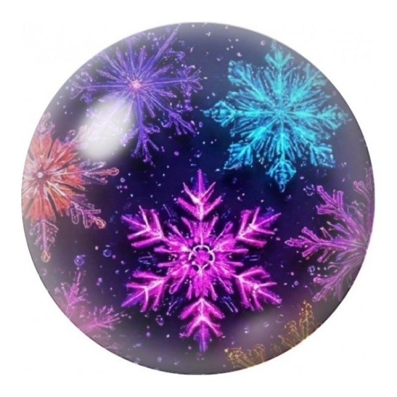 Cabochon en Verre Illustré Flocons Néon Multicolores 12 à 25mm