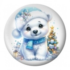 Cabochon en Verre Illustré Ourson Polaire de Noël 12 à 25mm pour la Création de Bijoux Fantaisie - DIY
