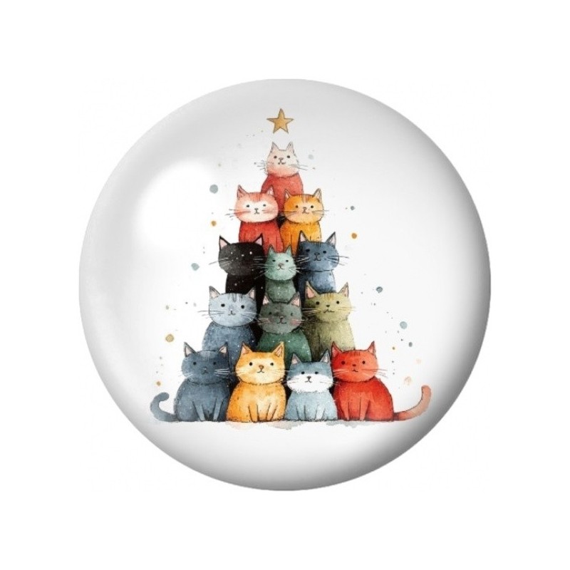 Cabochon en Verre Illustré Sapin de Chats Colorés 12 à 25mm