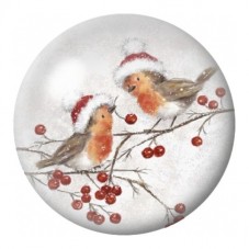 Cabochon en Verre Illustré Rouge-Gorges de Noël 12 à 25mm pour la Création de Bijoux Fantaisie - DIY
