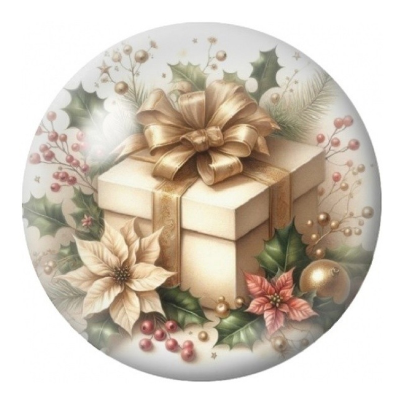 Cabochon en Verre Illustré Cadeaux Dorés de Noël 12 à 25mm