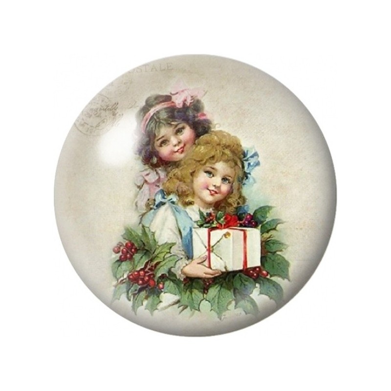 Cabochon en Verre Illustré Enfants au Cadeau de Noël 12 à 25mm