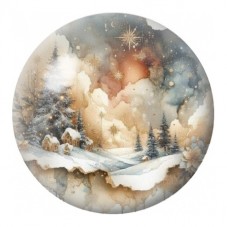 Cabochon en Verre Illustré Chalet sous la Neige 12 à 25mm pour la Création de Bijoux Fantaisie - DIY