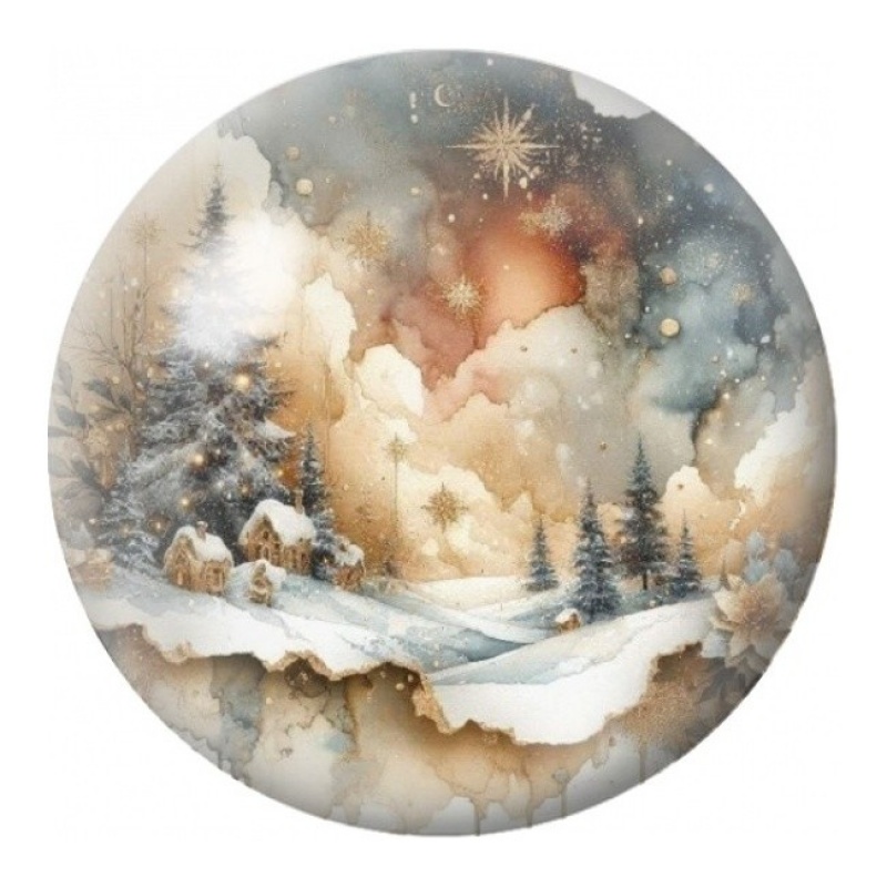 Cabochon en Verre Illustré Chalet sous la Neige 12 à 25mm