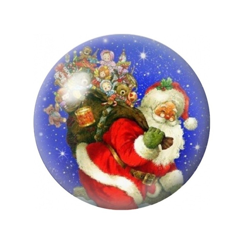 Cabochon en Verre Illustré Père Noël Portant le Sapin 12 à 25mm