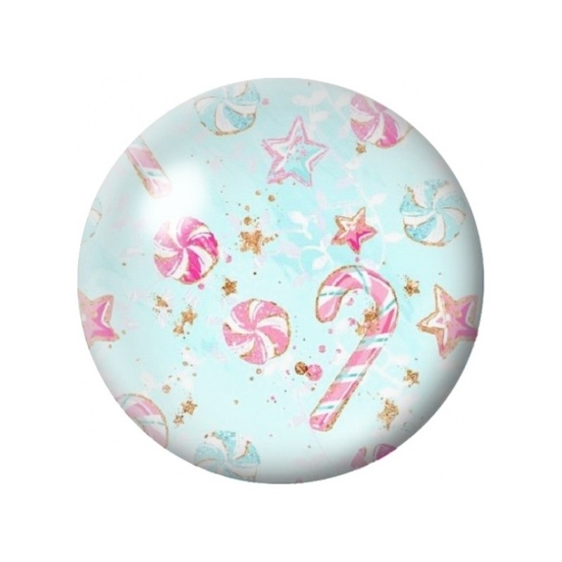 Cabochon en Verre Illustré Sucreries Pastel de Noël 12 à 25mm